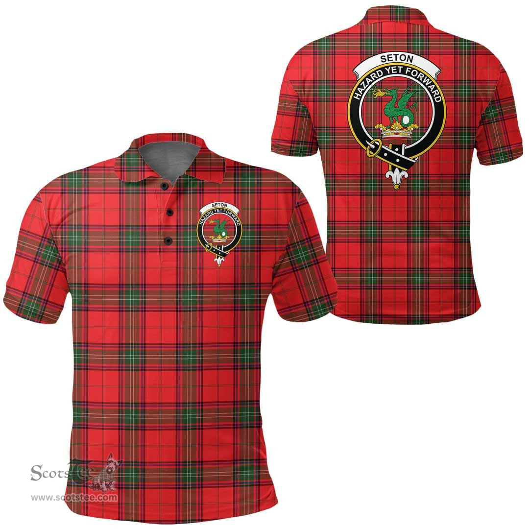 Scottish Seton Modern Clan Tartan Polo Shirt - Crest Classic Scottish Plaid Tartan Plaid