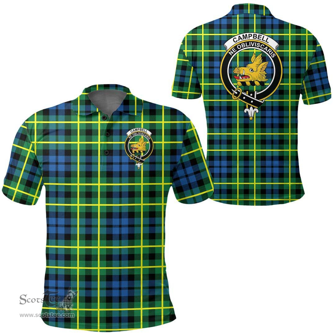 Scottish Campbell Of Breadalbane Ancient Clan Tartan Polo Shirt - Crest Classic Scottish Plaid Tartan Plaid