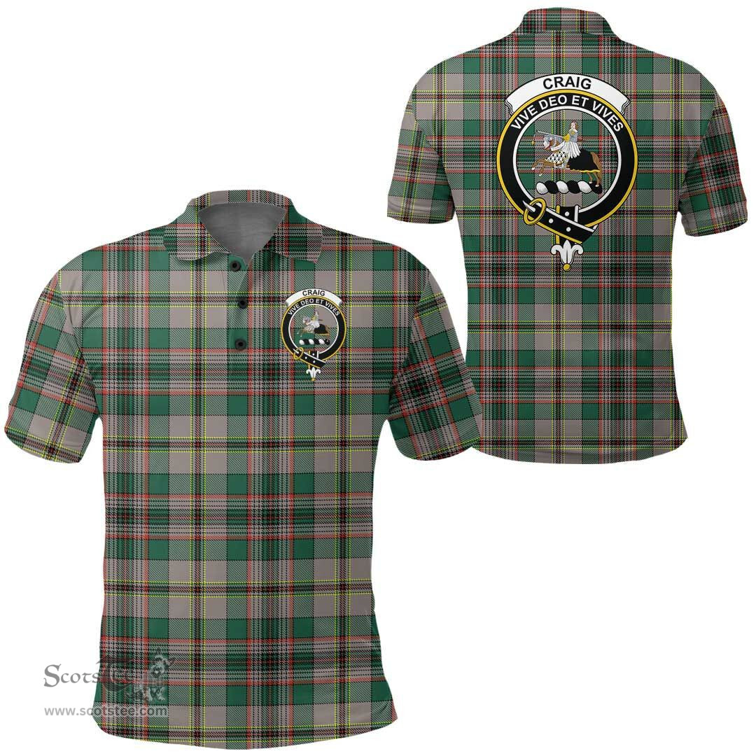 Scottish Craig Ancient Clan Tartan Polo Shirt - Crest Classic Scottish Plaid Tartan Plaid
