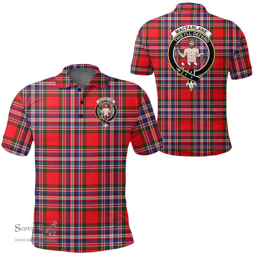 Scottish Macfarlane Modern Clan Tartan Polo Shirt - Crest Classic Scottish Plaid Tartan Plaid