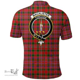 Scottish Macalister Modern Clan Tartan Polo Shirt - Crest Classic Scottish Plaid Tartan Plaid