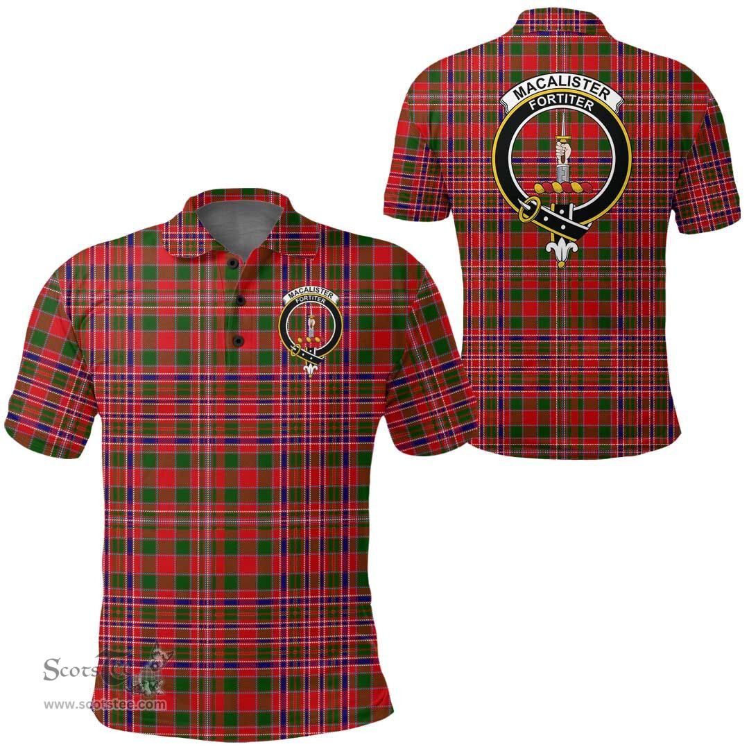Scottish Macalister Modern Clan Tartan Polo Shirt - Crest Classic Scottish Plaid Tartan Plaid