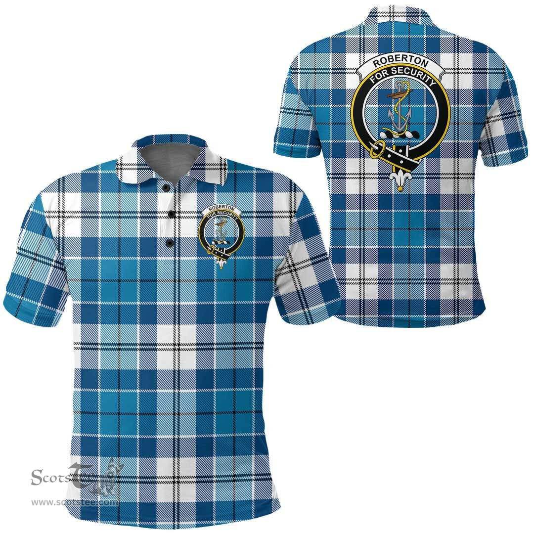 Scottish Roberton Clan Tartan Polo Shirt - Crest Classic Scottish Plaid Tartan Plaid