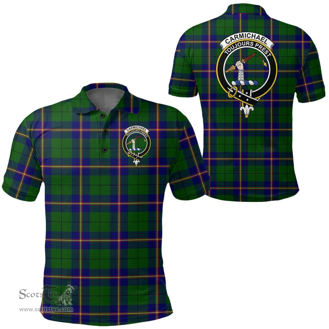 Scottish Carmichael Modern Clan Tartan Polo Shirt - Crest Classic Scottish Plaid Tartan Plaid