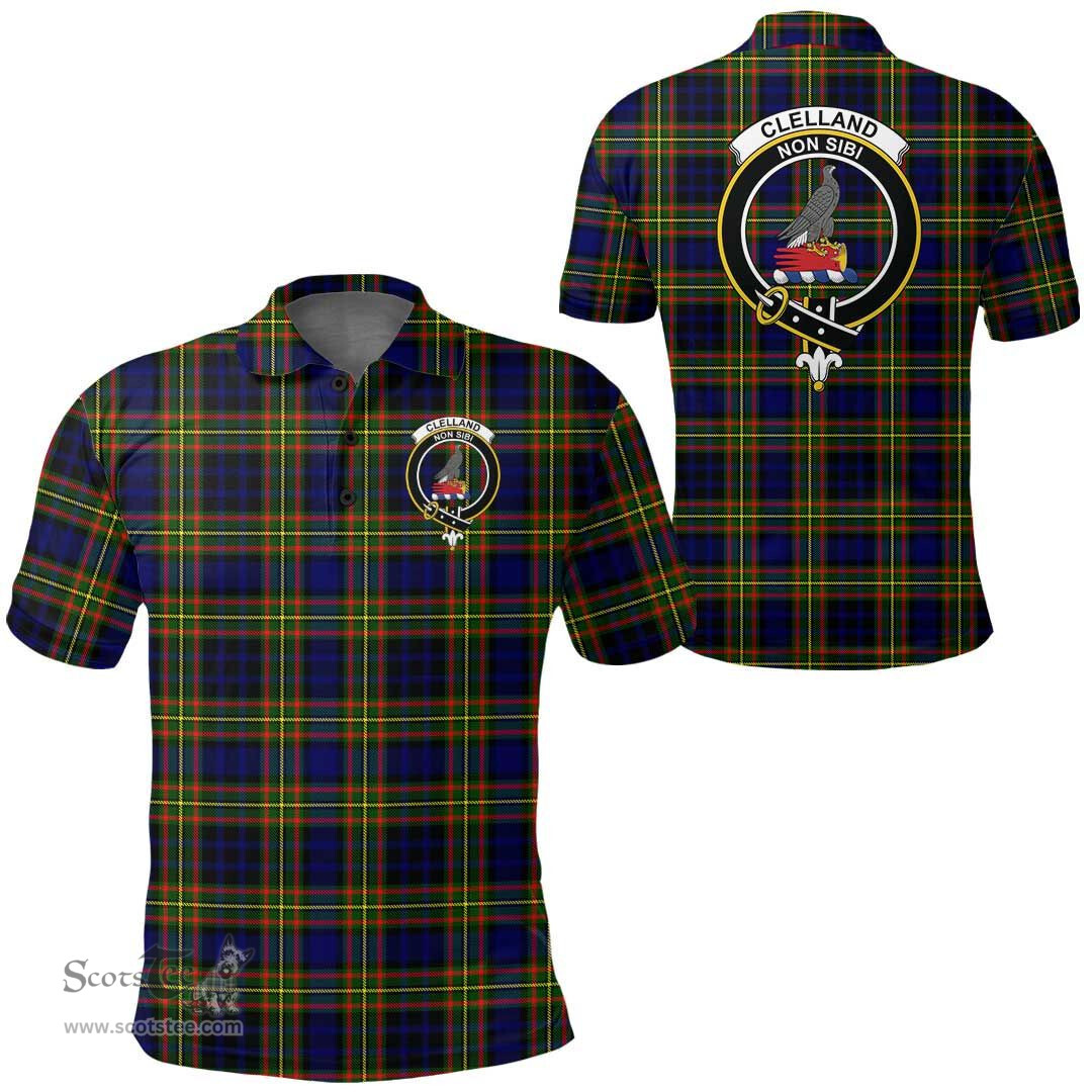 Scottish Clelland Modern Clan Tartan Polo Shirt - Crest Classic Scottish Plaid Tartan Plaid