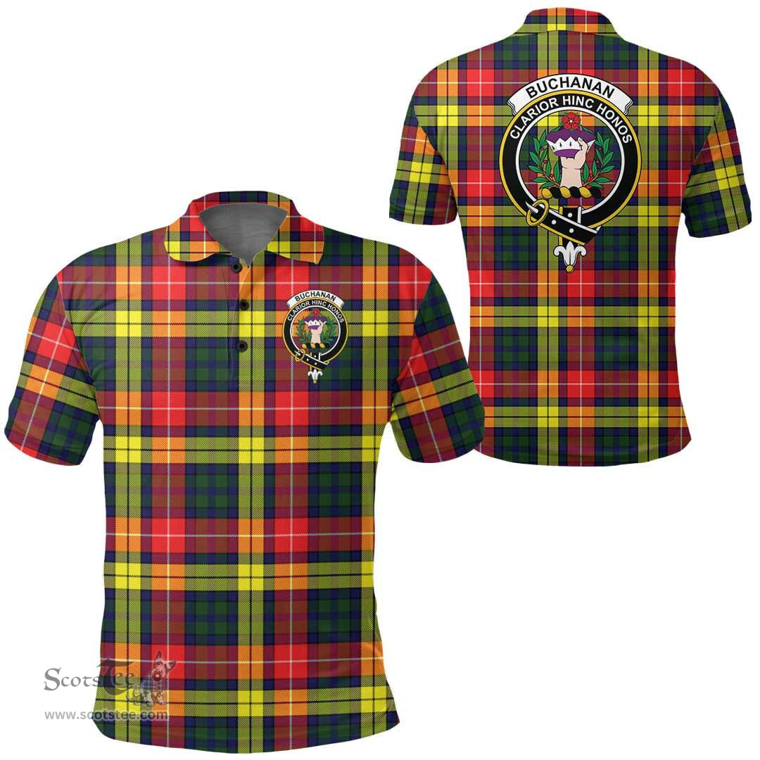 Scottish Buchanan Modern Clan Tartan Polo Shirt - Crest Classic Scottish Plaid Tartan Plaid