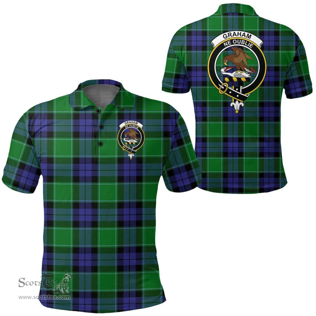 Scottish Graham Of Menteith Modern Clan Tartan Polo Shirt - Crest Classic Scottish Plaid Tartan Plaid