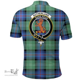 Scottish Sutherland Old Ancient Clan Tartan Polo Shirt - Crest Classic Scottish Plaid Tartan Plaid