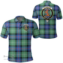 Scottish Sutherland Old Ancient Clan Tartan Polo Shirt - Crest Classic Scottish Plaid Tartan Plaid