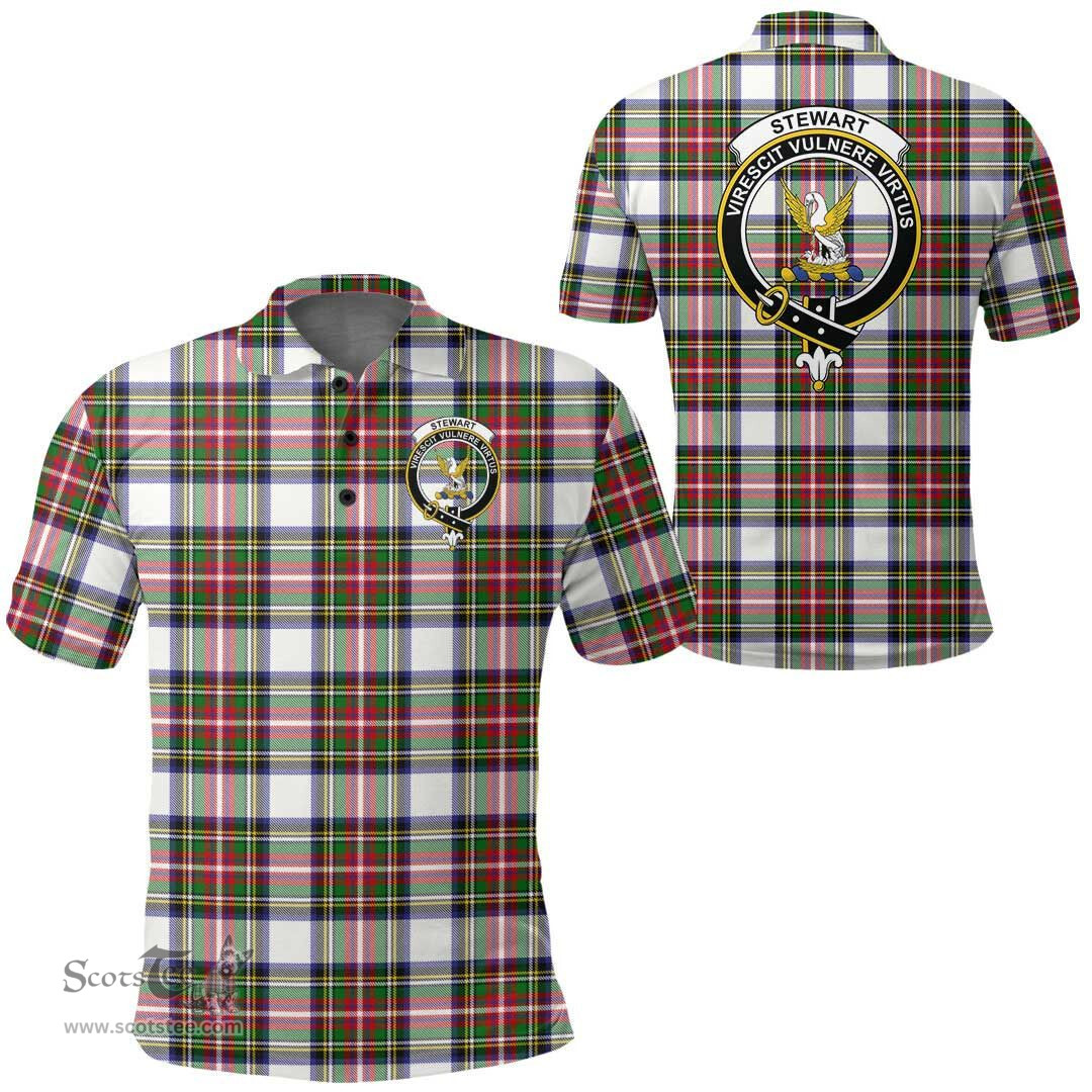Scottish Stewart Dress Modern Clan Tartan Polo Shirt - Crest Classic Scottish Plaid Tartan Plaid