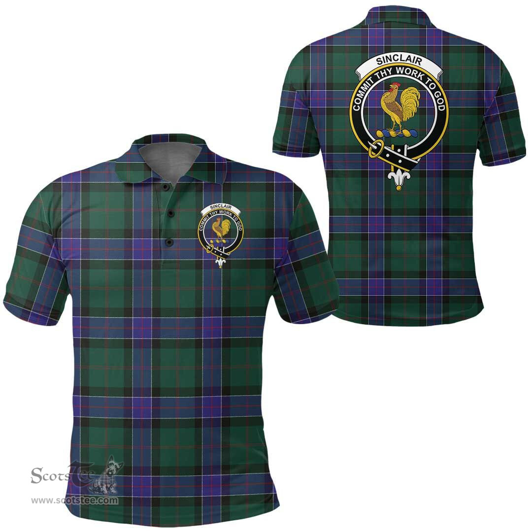 Scottish Sinclair Hunting Modern Clan Tartan Polo Shirt - Crest Classic Scottish Plaid Tartan Plaid