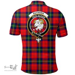 Scottish Ruthven Modern Clan Tartan Polo Shirt - Crest Classic Scottish Plaid Tartan Plaid