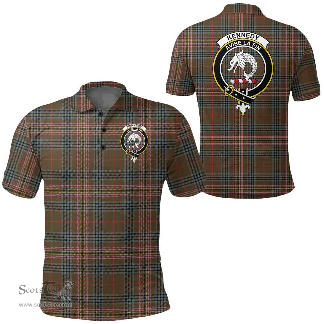 Scottish Kennedy Weathered Clan Tartan Polo Shirt - Crest Classic Scottish Plaid Tartan Plaid