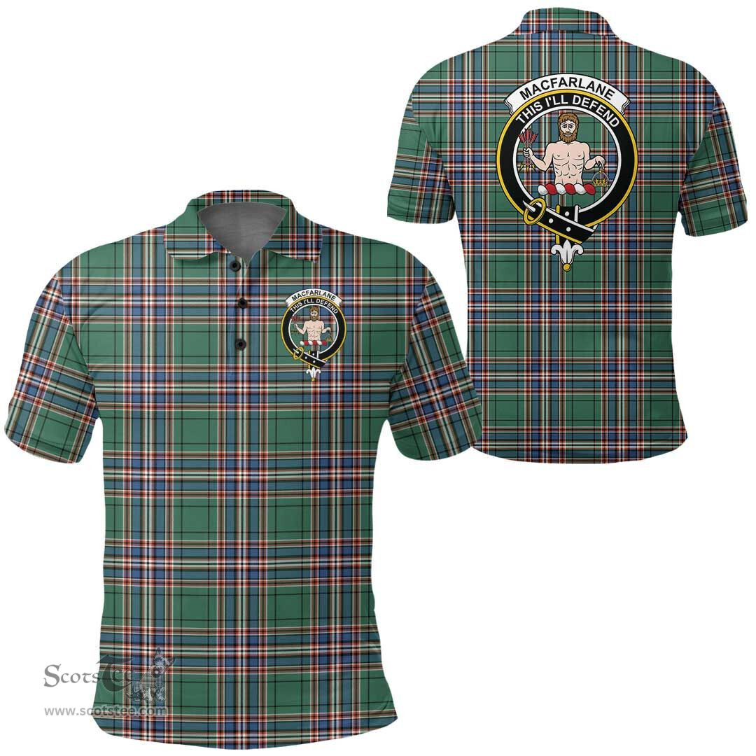 Scottish Macfarlane Hunting Ancient Clan Tartan Polo Shirt - Crest Classic Scottish Plaid Tartan Plaid