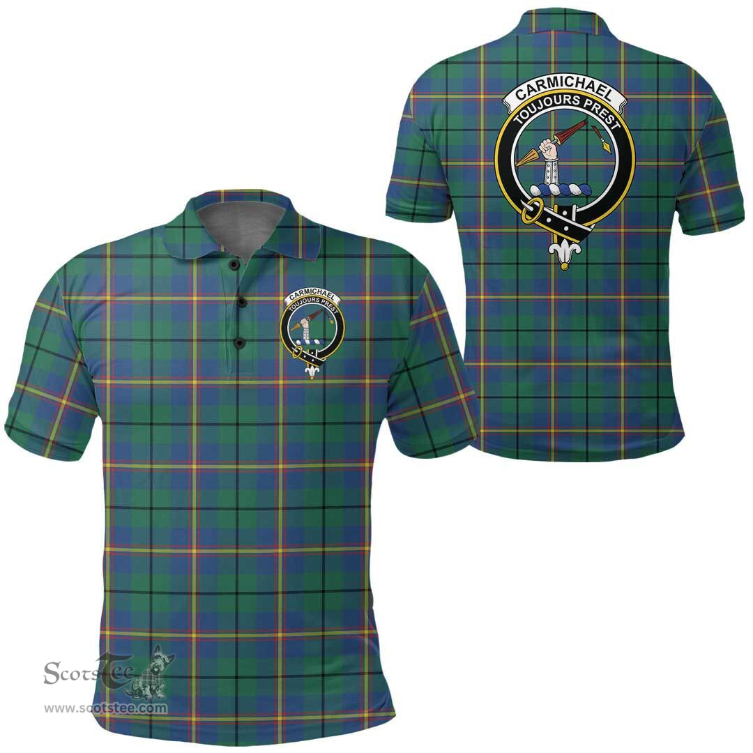 Scottish Carmichael Ancient Clan Tartan Polo Shirt - Crest Classic Scottish Plaid Tartan Plaid