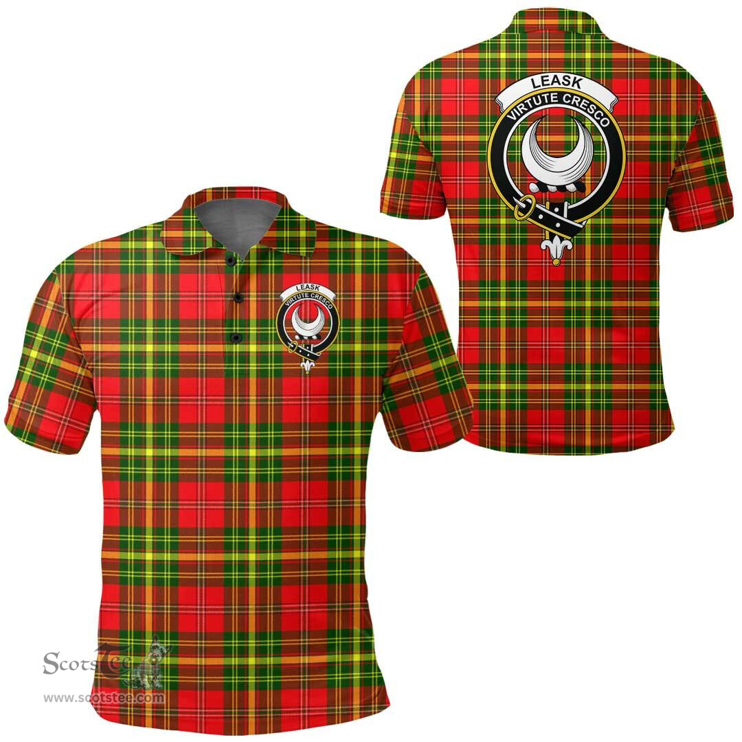 Scottish Leask Clan Tartan Polo Shirt - Crest Classic Scottish Plaid Tartan Plaid
