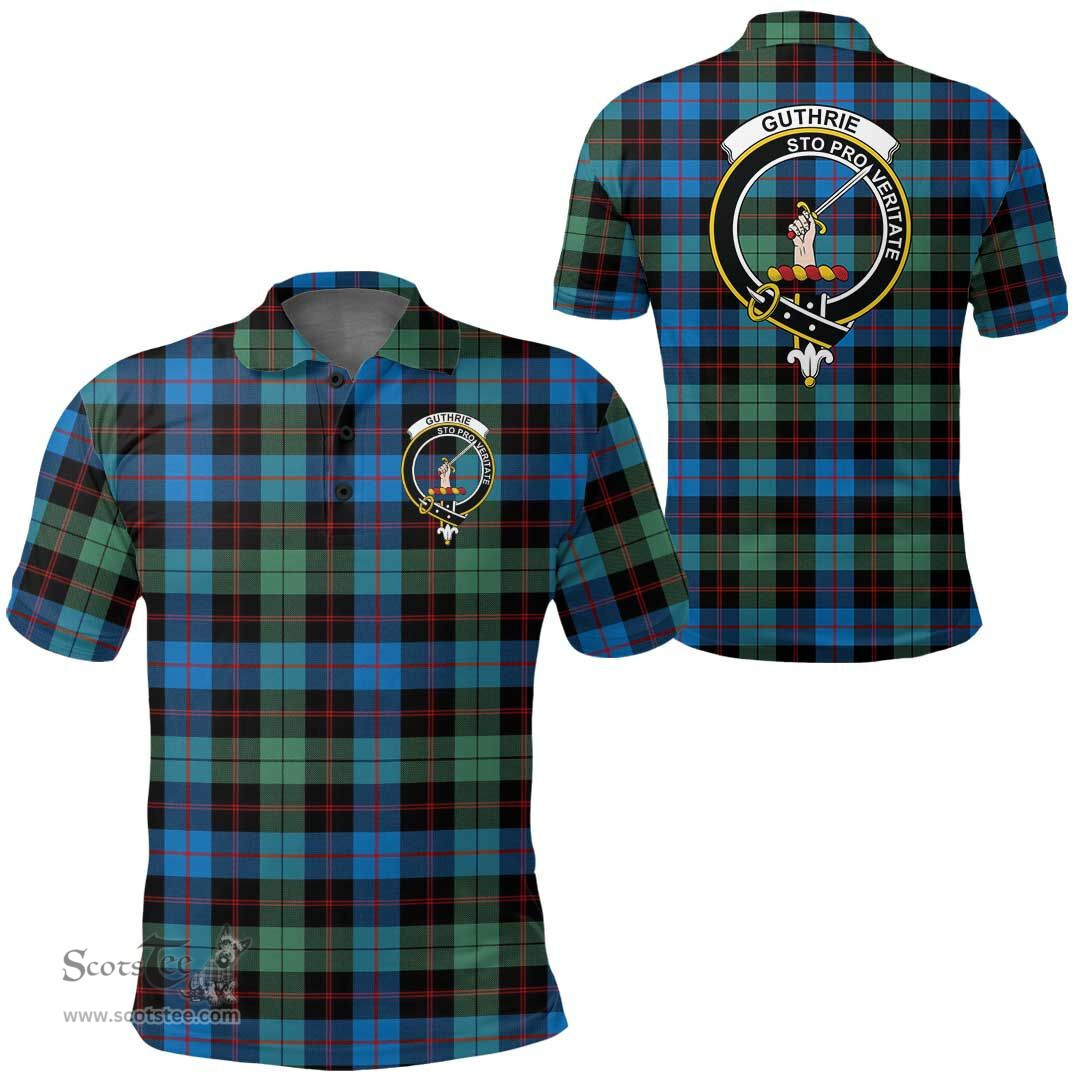 Scottish Guthrie Ancient Clan Tartan Polo Shirt - Crest Classic Scottish Plaid Tartan Plaid