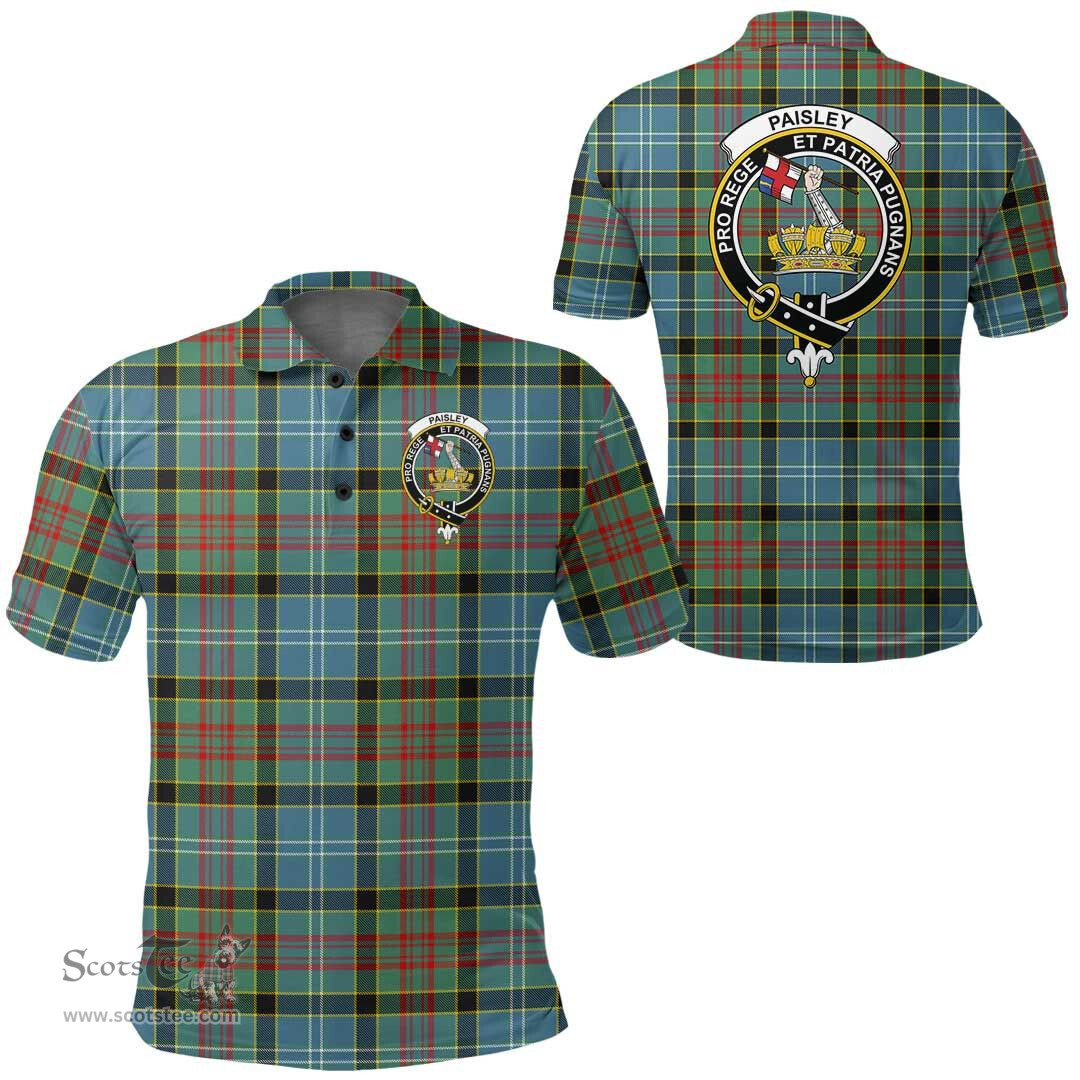 Scottish Paisley District Clan Tartan Polo Shirt - Crest Classic Scottish Plaid Tartan Plaid
