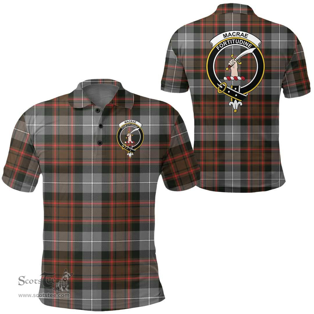 Scottish Macrae Hunting Weathered Clan Tartan Polo Shirt - Crest Classic Scottish Plaid Tartan Plaid