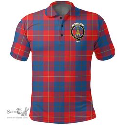 Scottish Galloway Red Clan Tartan Polo Shirt - Crest Classic Scottish Plaid Tartan Plaid