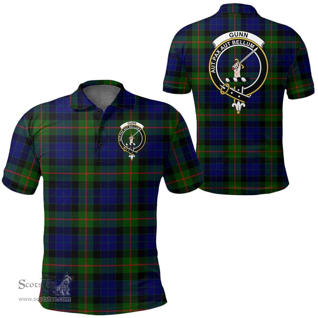Scottish Gunn Modern Clan Tartan Polo Shirt - Crest Classic Scottish Plaid Tartan Plaid