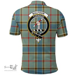 Scottish Balfour Blue Clan Tartan Polo Shirt - Crest Classic Scottish Plaid Tartan Plaid