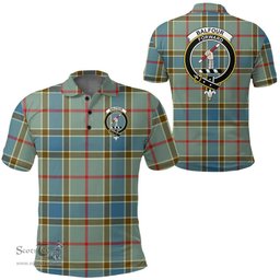 Scottish Balfour Blue Clan Tartan Polo Shirt - Crest Classic Scottish Plaid Tartan Plaid