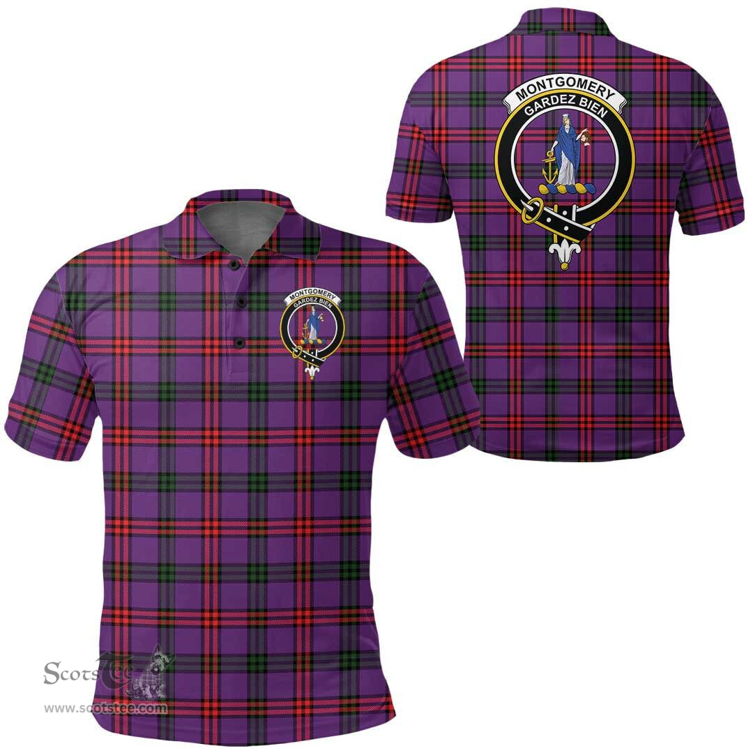 Scottish Montgomery Modern Clan Tartan Polo Shirt - Crest Classic Scottish Plaid Tartan Plaid