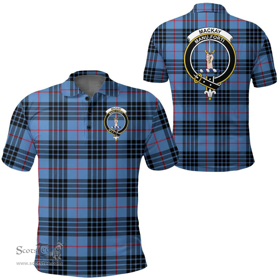 Scottish Mackay Blue Clan Tartan Polo Shirt - Crest Classic Scottish Plaid Tartan Plaid