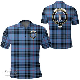 Scottish Mackay Blue Clan Tartan Polo Shirt - Crest Classic Scottish Plaid Tartan Plaid
