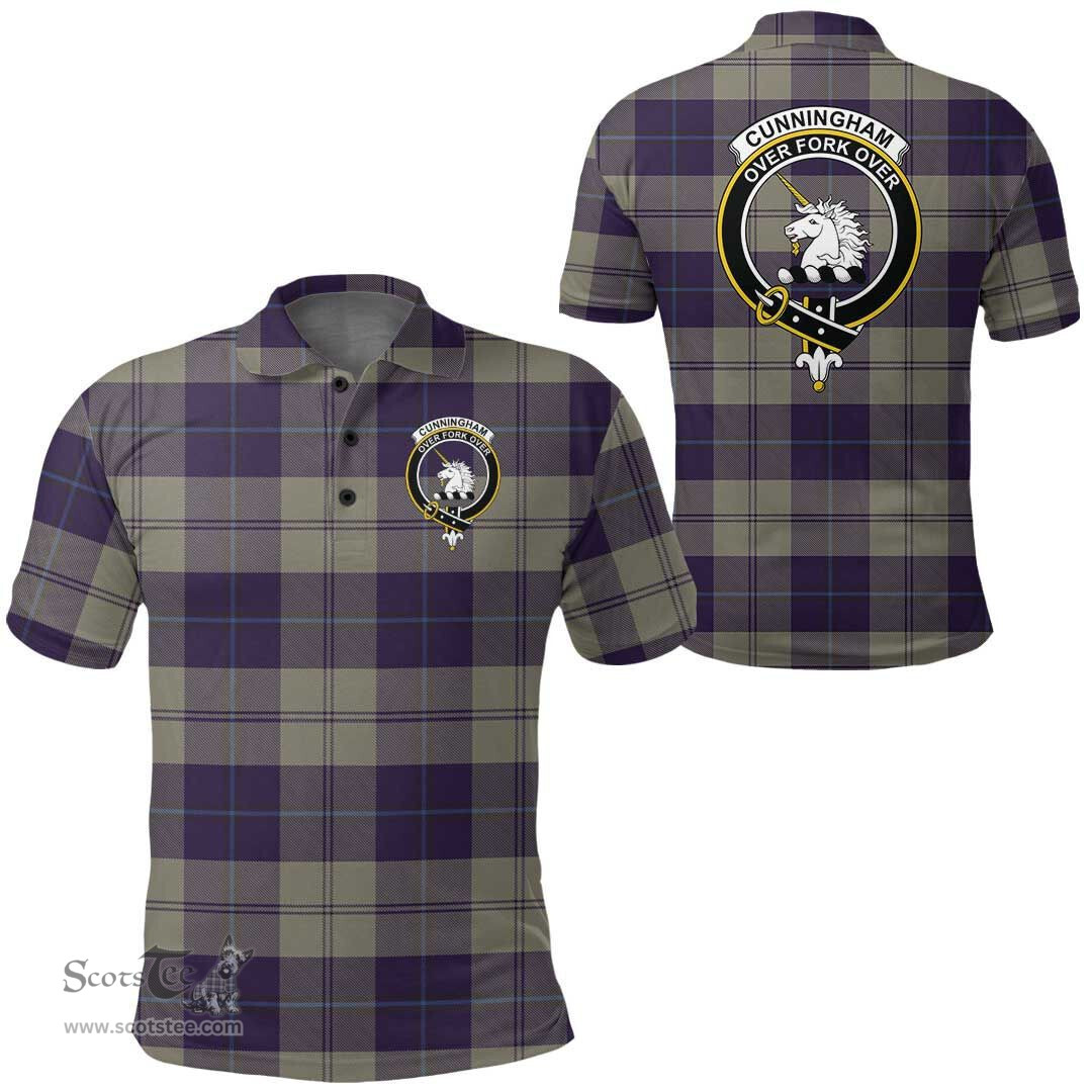 Scottish Cunningham Dress Blue Dancers Clan Tartan Polo Shirt - Crest Classic Scottish Plaid Tartan Plaid