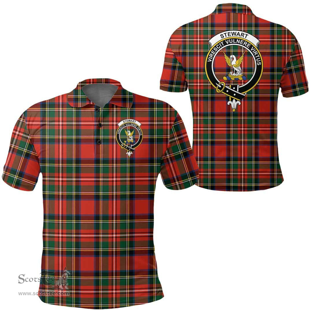 Scottish Stewart Royal Modern Clan Tartan Polo Shirt - Crest Classic Scottish Plaid Tartan Plaid