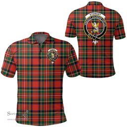 Scottish Stewart Royal Modern Clan Tartan Polo Shirt - Crest Classic Scottish Plaid Tartan Plaid