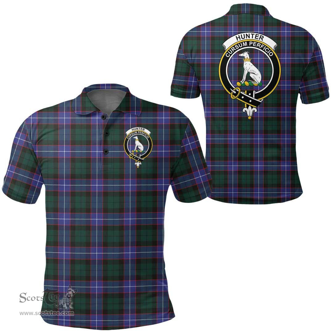 Scottish Hunter Modern Clan Tartan Polo Shirt - Crest Classic Scottish Plaid Tartan Plaid