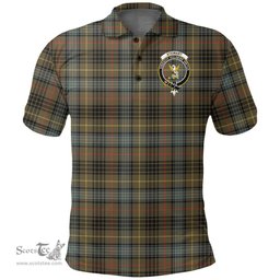 Scottish Stewart Hunting Weathered Clan Tartan Polo Shirt - Crest Classic Scottish Plaid Tartan Plaid