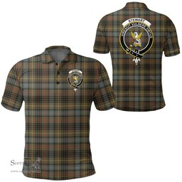 Scottish Stewart Hunting Weathered Clan Tartan Polo Shirt - Crest Classic Scottish Plaid Tartan Plaid