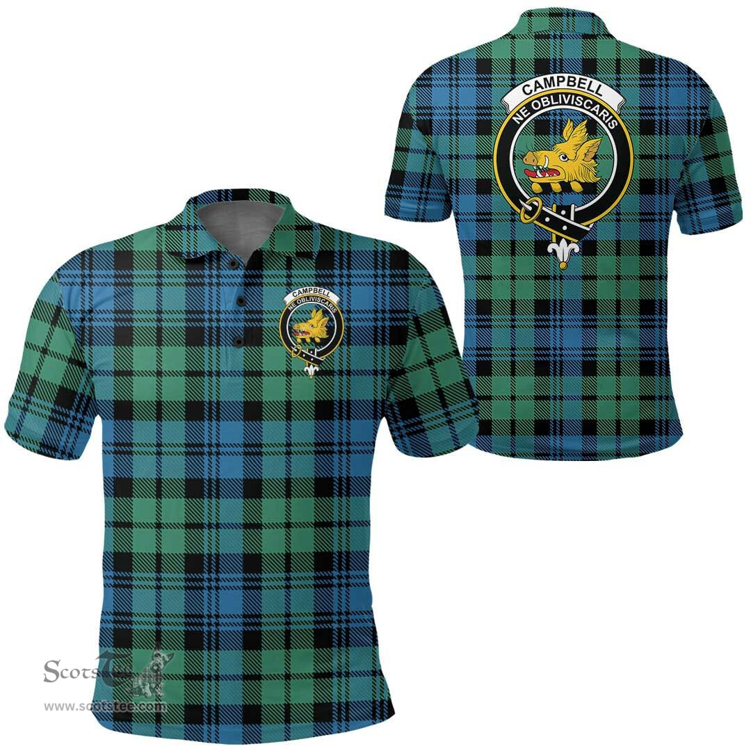 Scottish Campbell Ancient Clan Tartan Polo Shirt - Crest Classic Scottish Plaid Tartan Plaid