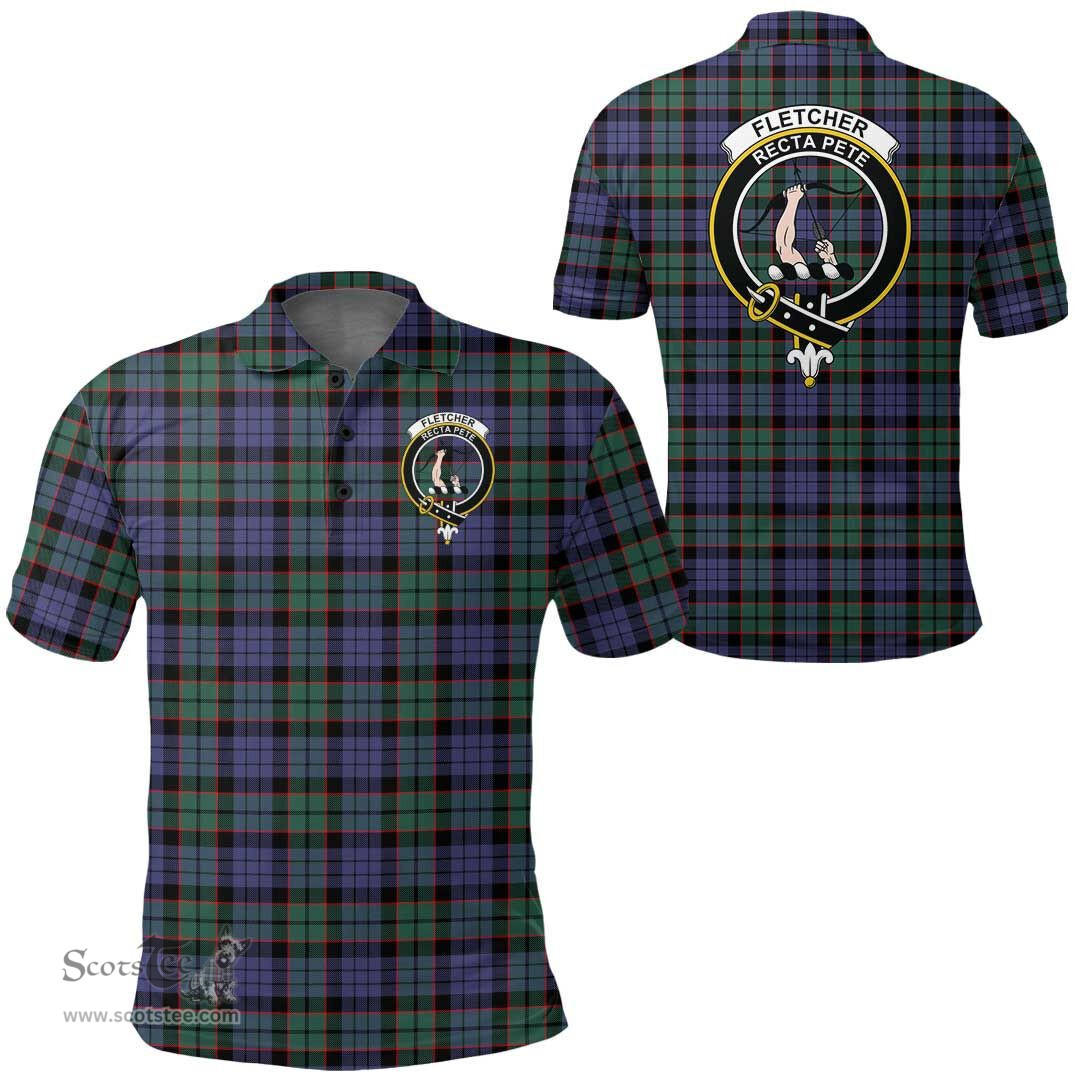 Scottish Fletcher Modern Clan Tartan Polo Shirt - Crest Classic Scottish Plaid Tartan Plaid