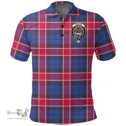 Scottish Graham Of Menteith Red Clan Tartan Polo Shirt - Crest Classic Scottish Plaid Tartan Plaid
