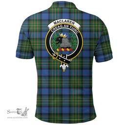 Scottish Maclaren Ancient Clan Tartan Polo Shirt - Crest Classic Scottish Plaid Tartan Plaid