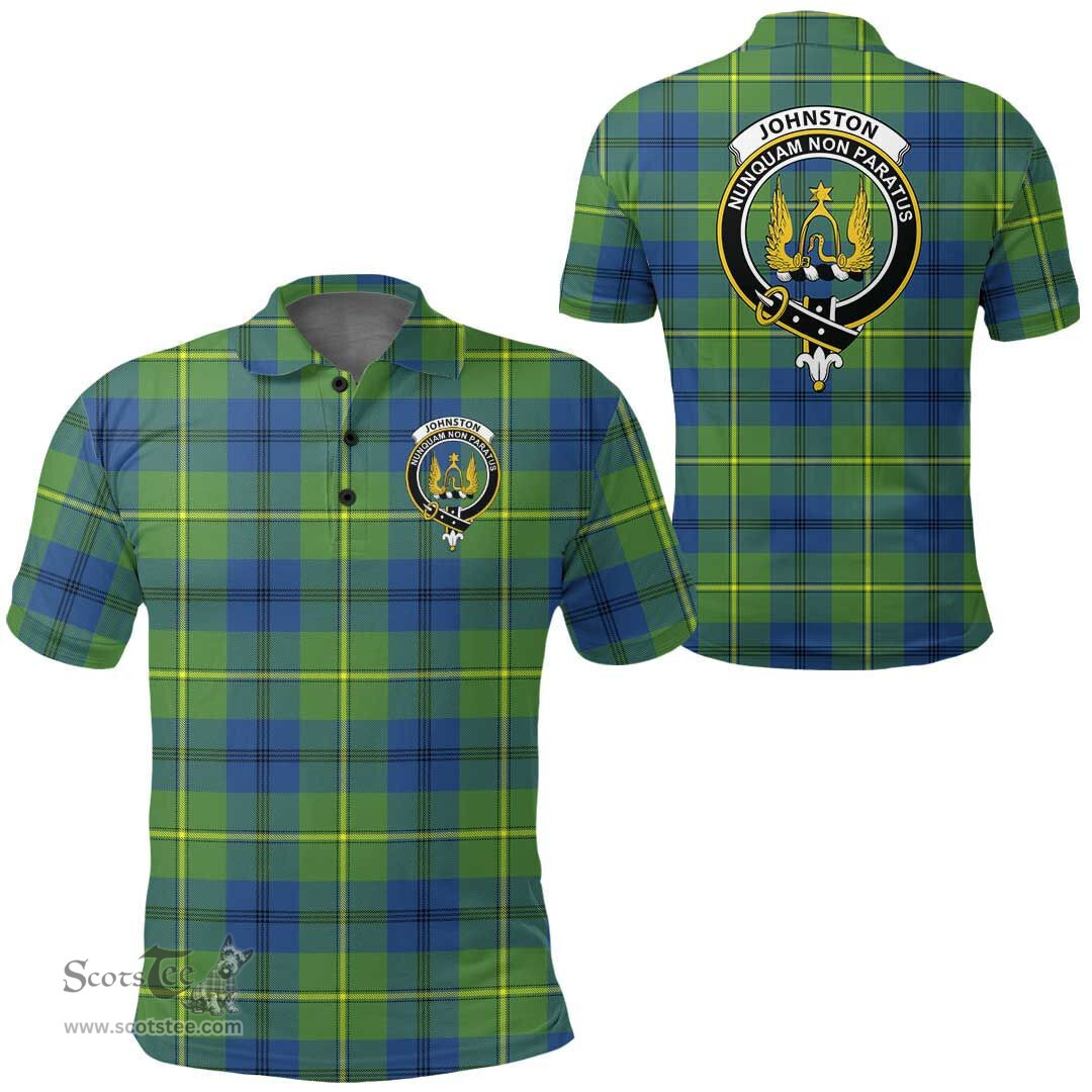 Scottish Johnston Ancient Clan Tartan Polo Shirt - Crest Classic Scottish Plaid Tartan Plaid