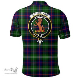 Scottish Sutherland Modern Clan Tartan Polo Shirt - Crest Classic Scottish Plaid Tartan Plaid