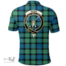 Scottish Gunn Ancient Clan Tartan Polo Shirt - Crest Classic Scottish Plaid Tartan Plaid