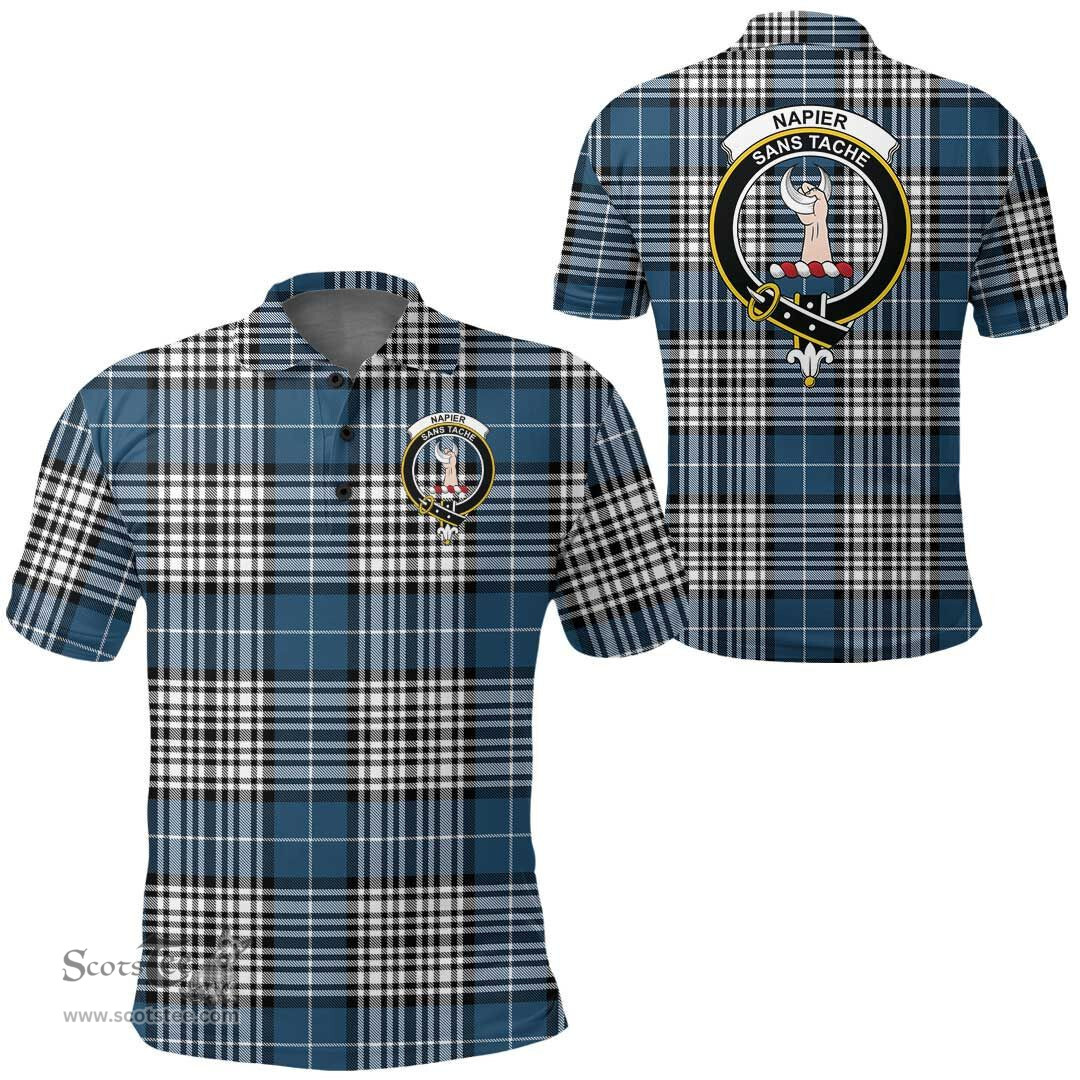 Scottish Napier Modern Clan Tartan Polo Shirt - Crest Classic Scottish Plaid Tartan Plaid