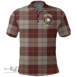Scottish Cunningham Burgundy Dancers Clan Tartan Polo Shirt - Crest Classic Scottish Plaid Tartan Plaid