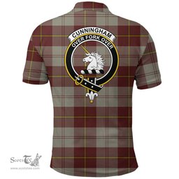 Scottish Cunningham Burgundy Dancers Clan Tartan Polo Shirt - Crest Classic Scottish Plaid Tartan Plaid