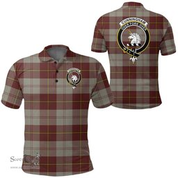 Scottish Cunningham Burgundy Dancers Clan Tartan Polo Shirt - Crest Classic Scottish Plaid Tartan Plaid