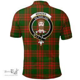 Scottish Menzies Green Modern Clan Tartan Polo Shirt - Crest Classic Scottish Plaid Tartan Plaid