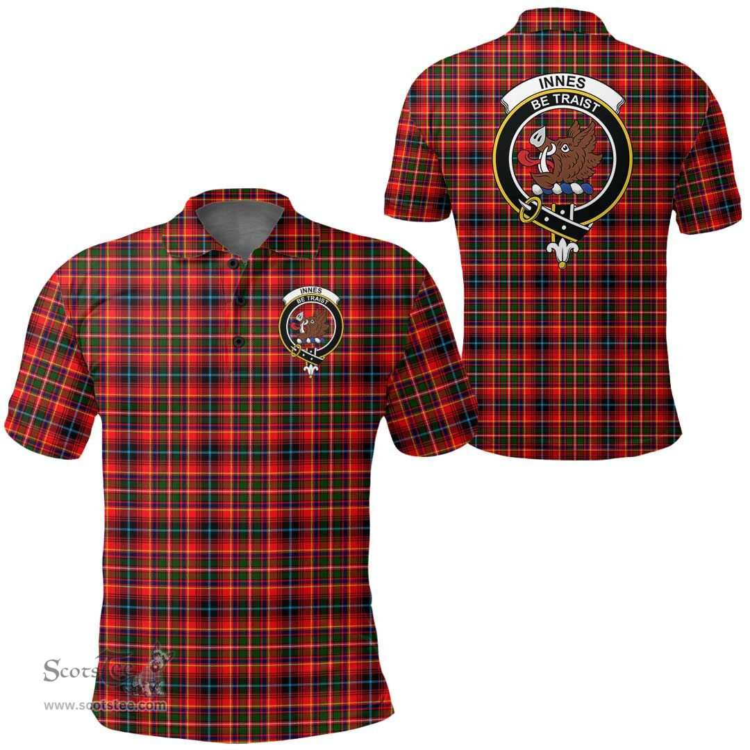 Scottish Innes Modern Clan Tartan Polo Shirt - Crest Classic Scottish Plaid Tartan Plaid
