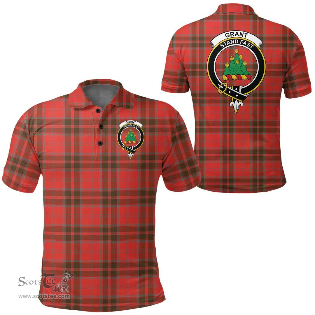 Scottish Grant Weathered Clan Tartan Polo Shirt - Crest Classic Scottish Plaid Tartan Plaid